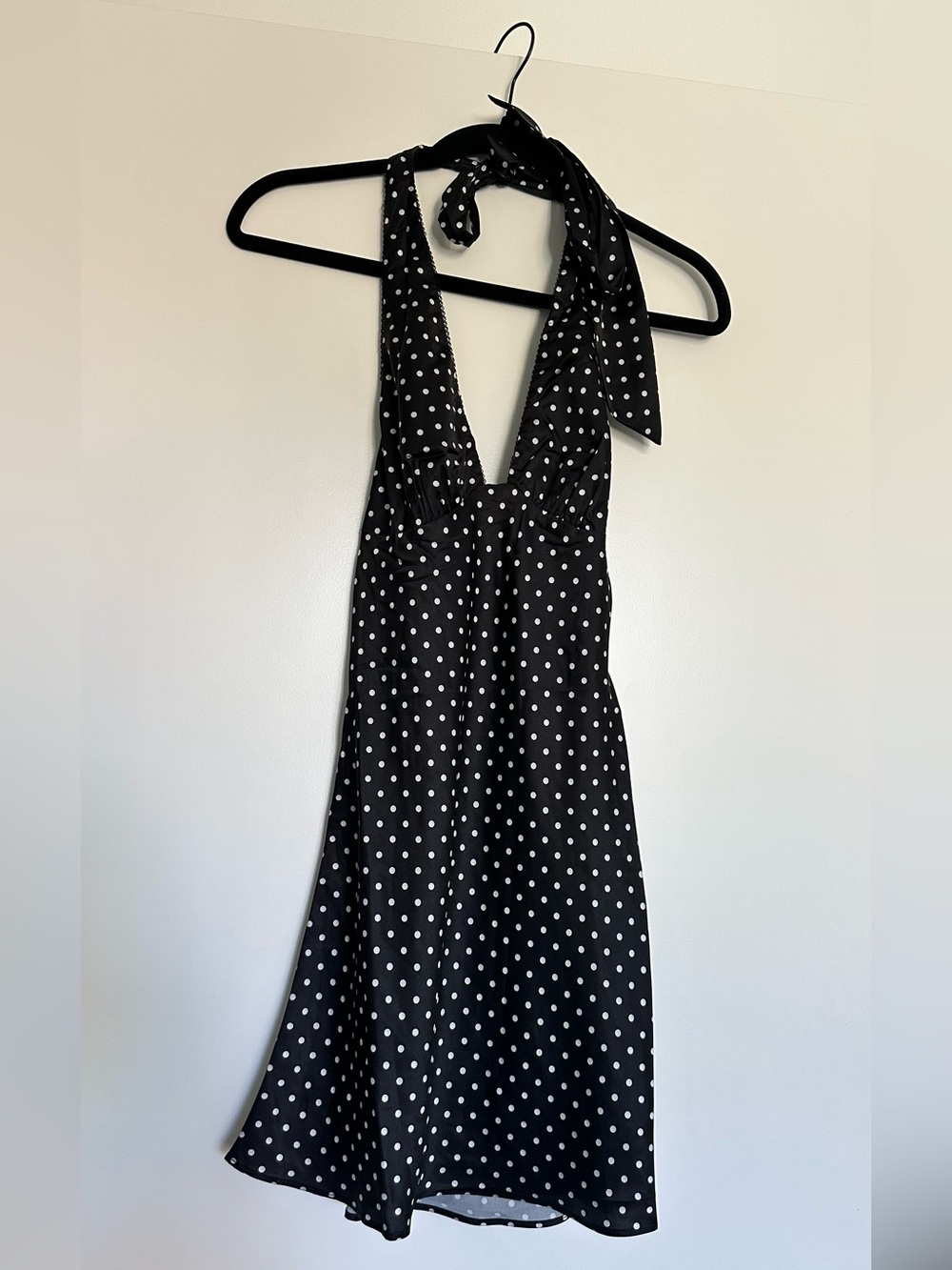 Cotton Candy LA Black and White Halter Polka Dot Mini Dress